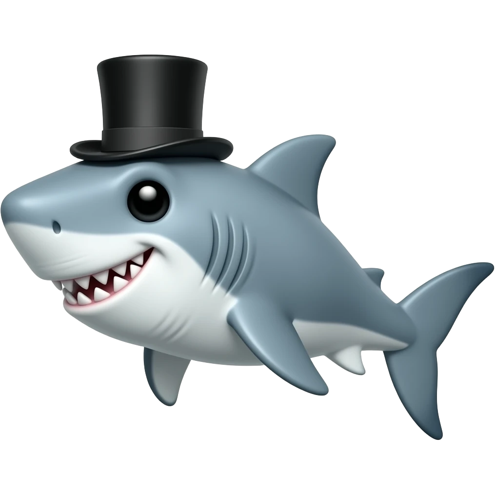 Shark with a top hat emoji