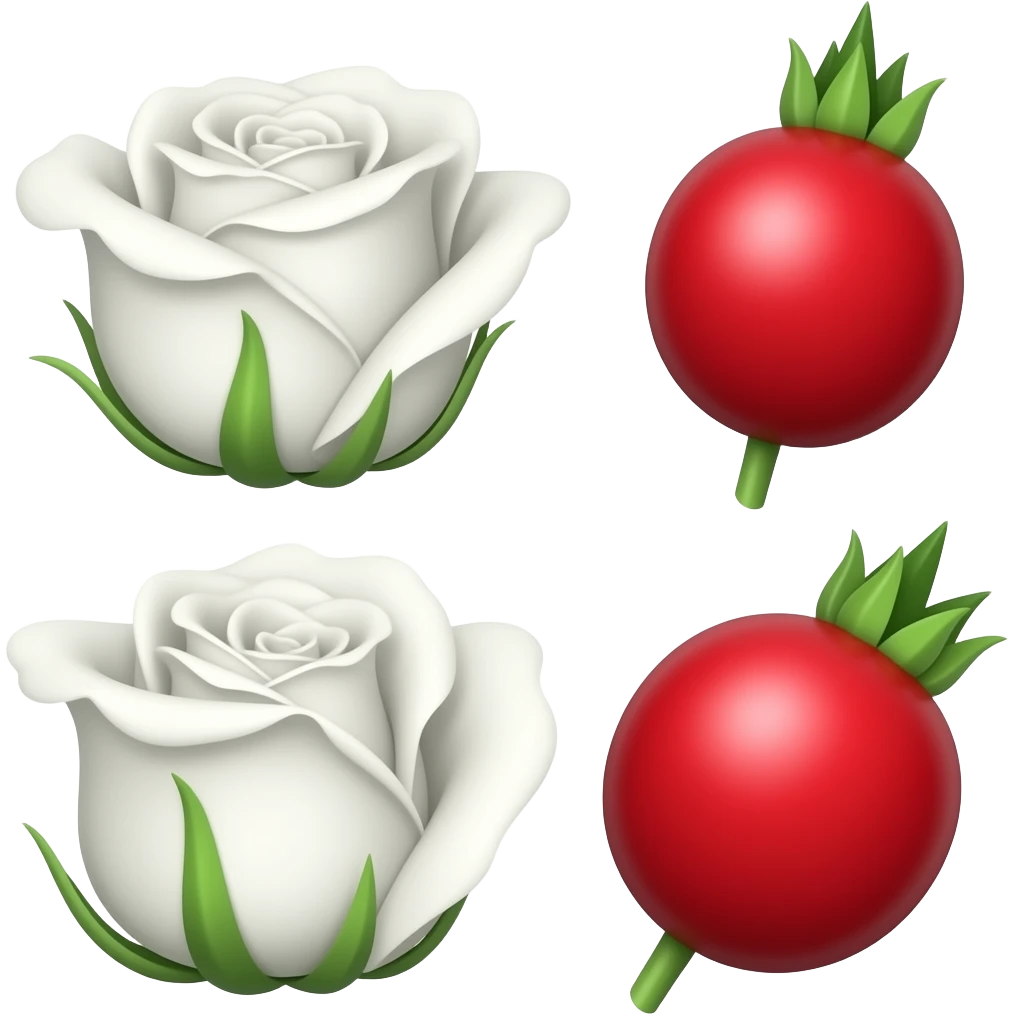 нарисуй белую розу шиповника emoji