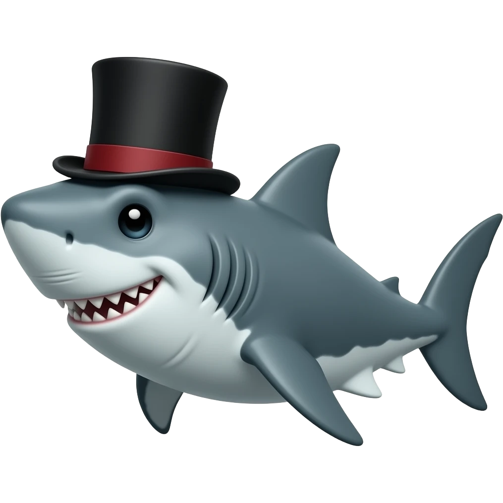 Shark with a top hat emoji