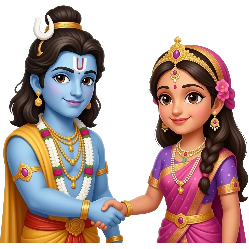 Krishna and radha hand shake emoji