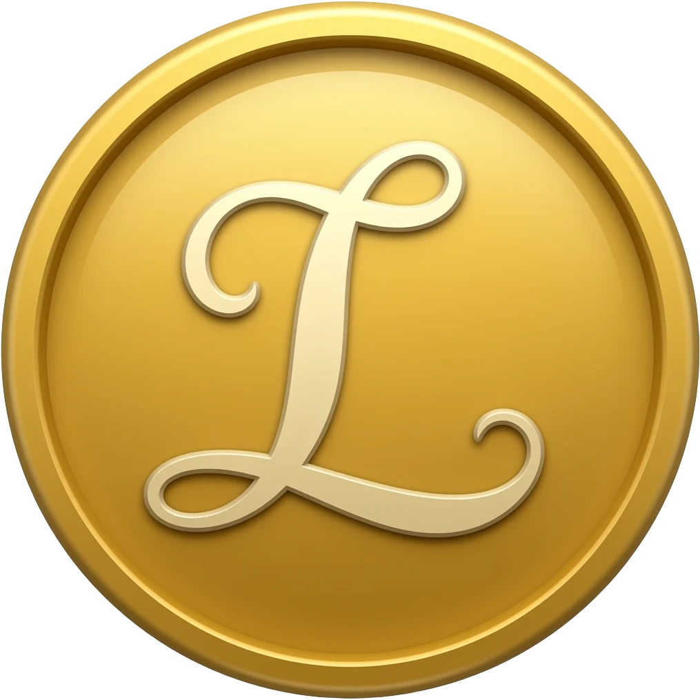 coin with the letter "L" in curvy fancy letters emoji