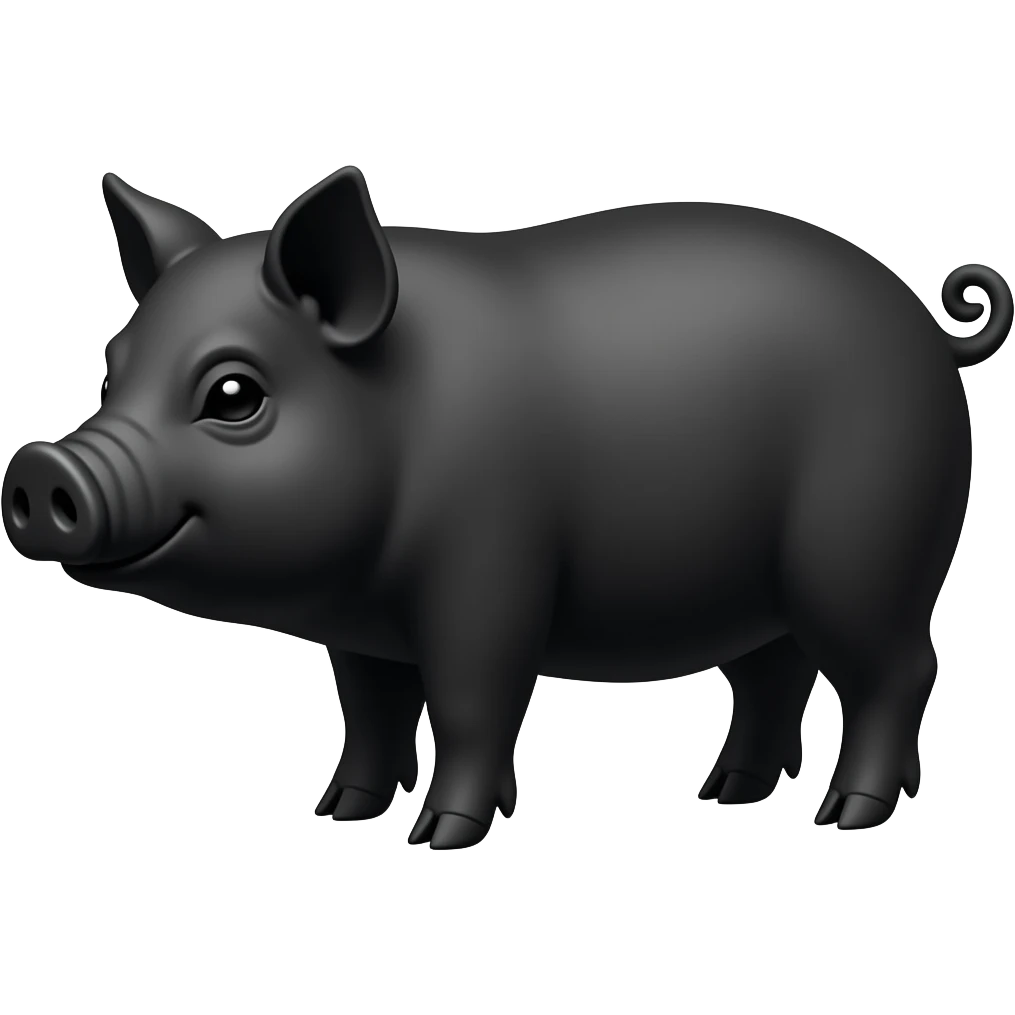 Cartoon black pig on fours emoji