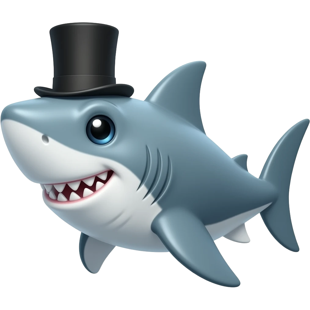 Shark with a top hat emoji