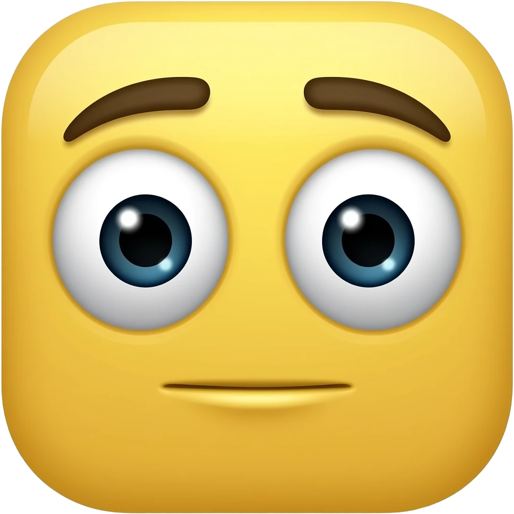 distorted ios yellow emoji face with big bulging,extended eyes that ...