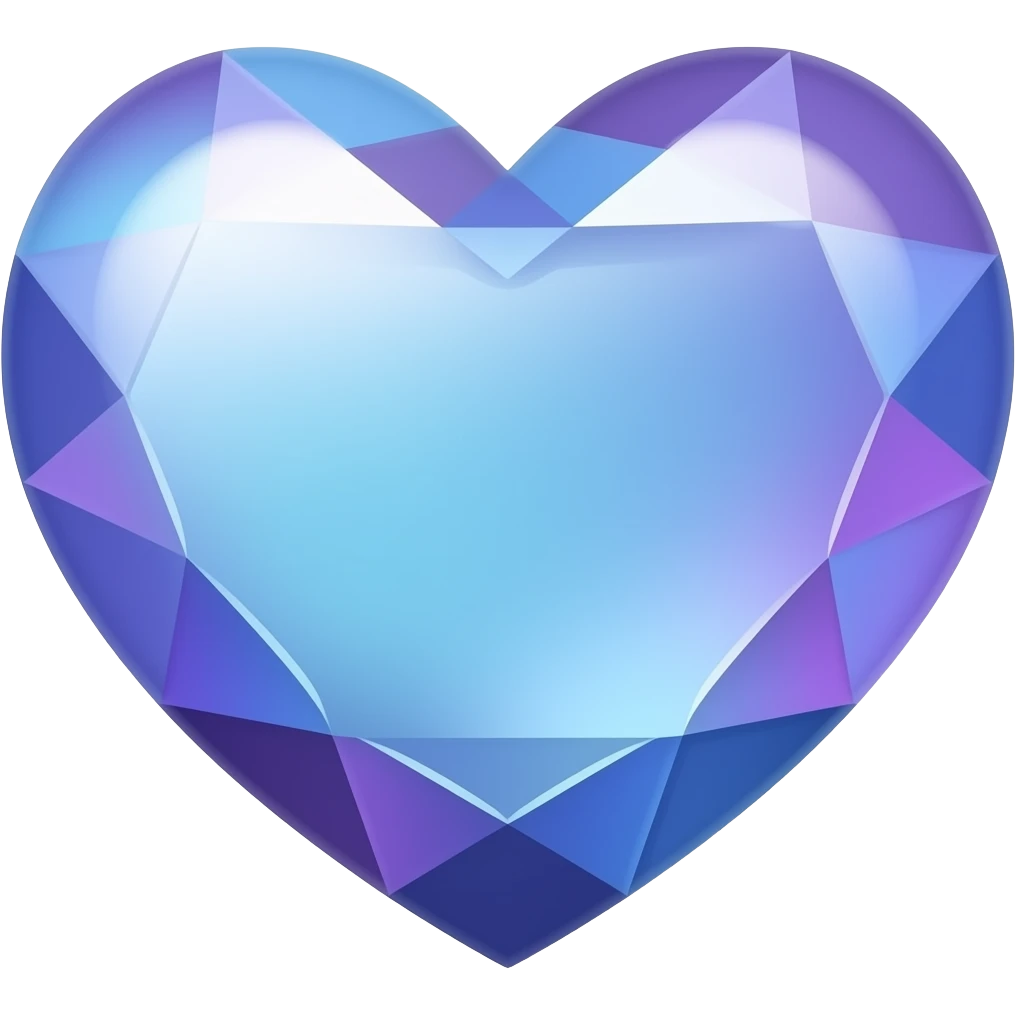 elegant sky blue and purple opal heart emoji