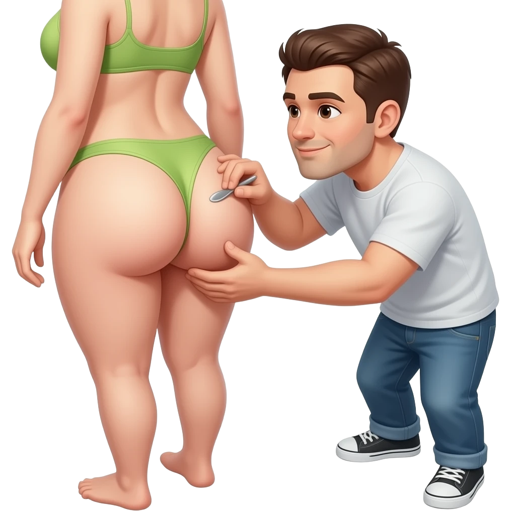 man Eating female butt with boobs out emoji