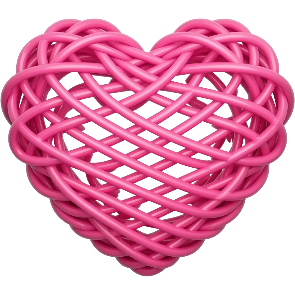 heart made of bright pink cables, techno, cyberpunk emoji
