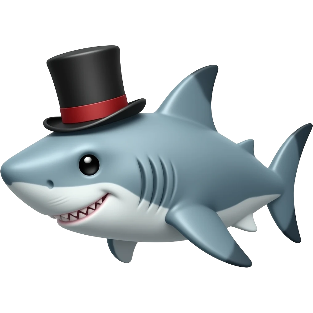 Shark with a top hat emoji