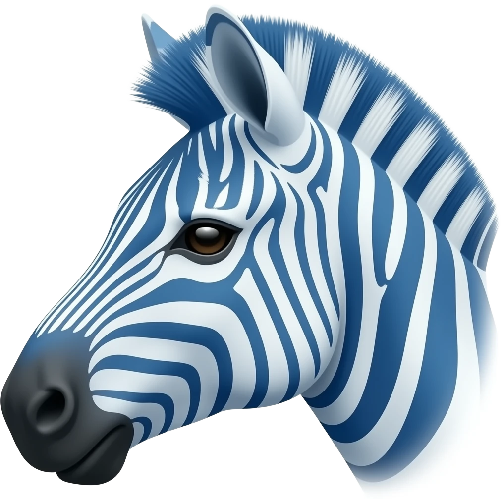 Make a close up from a blue zebra from up front emoji