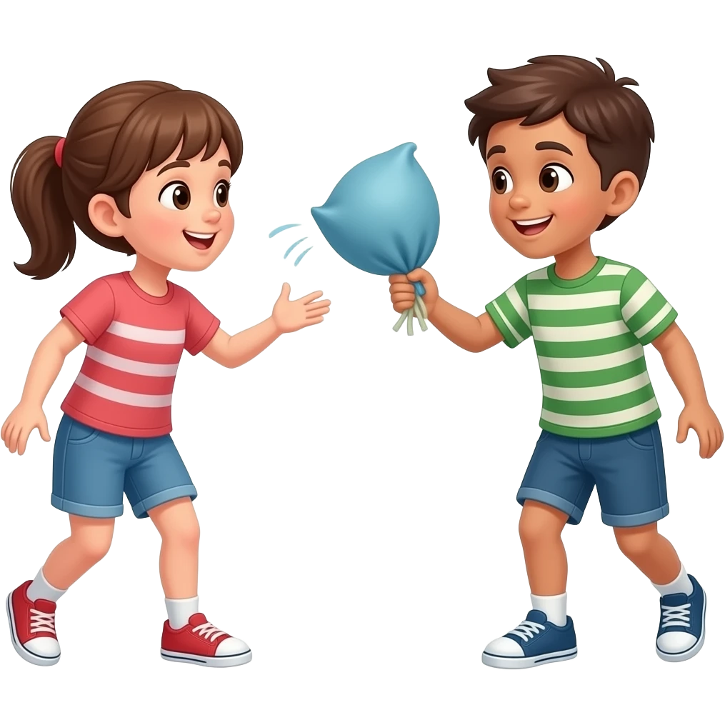 2 kids throwing a bean bag towards each other emoji