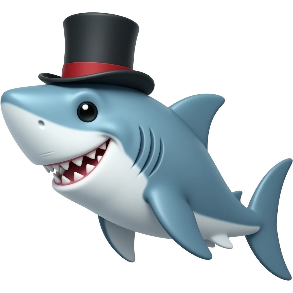 Shark with a top hat emoji