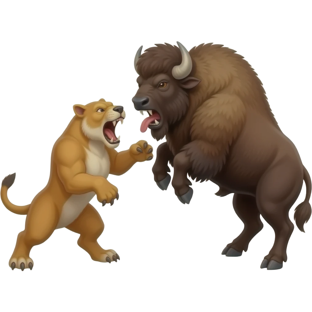 Smilodon and bison battle howdytoons emoji