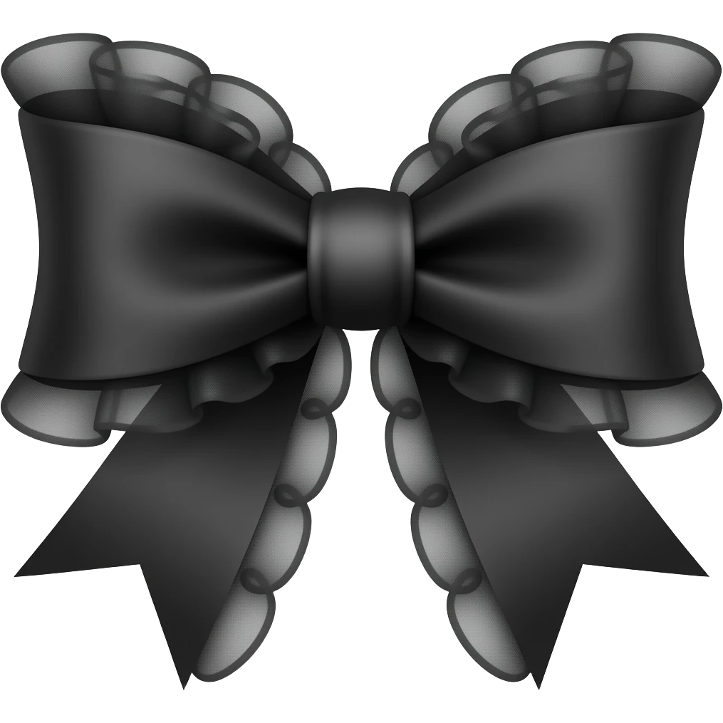 cute black ribbon bow with ruffles emoji