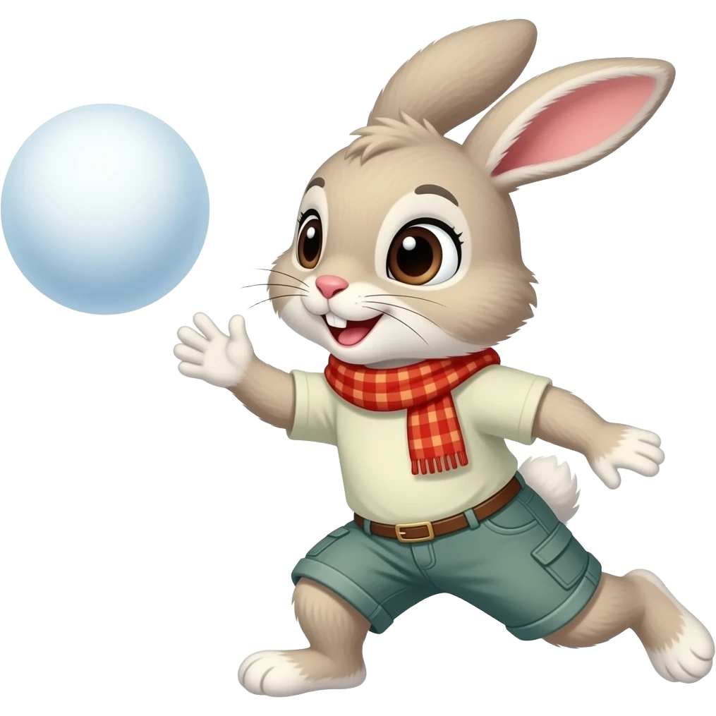 Bunny throwing snowball emoji