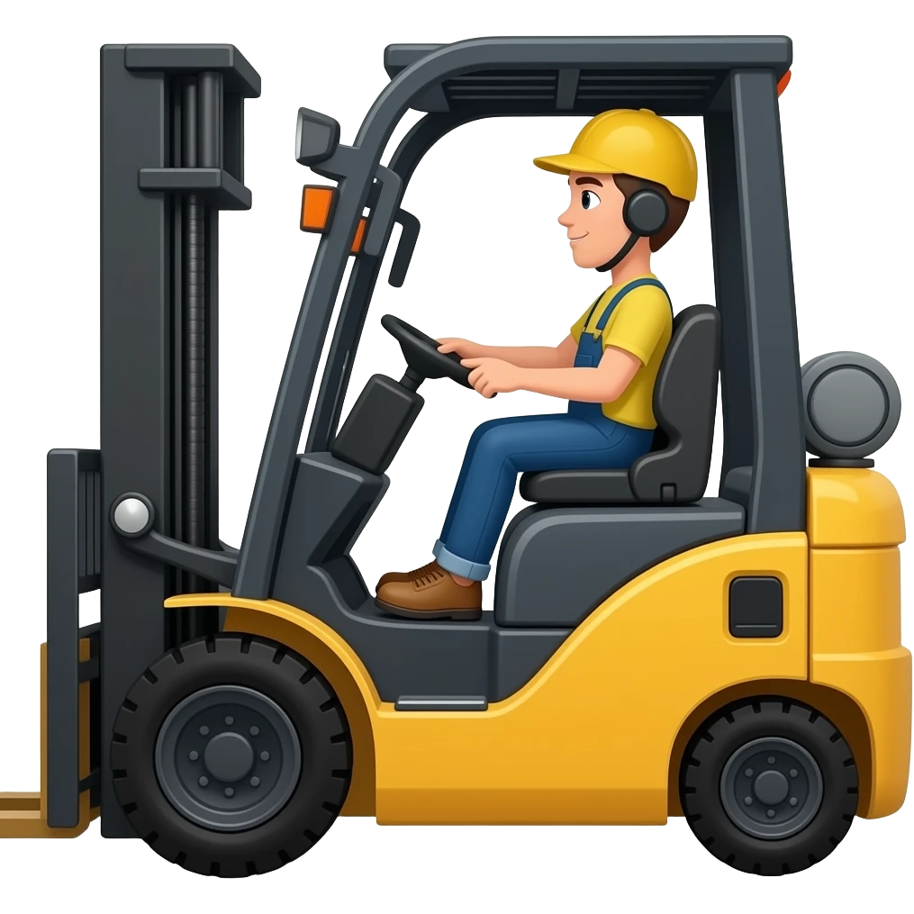 Reach truck rider sits sideways emoji