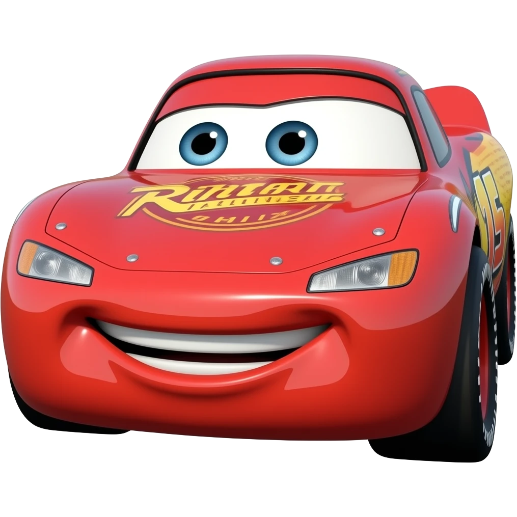 haz  al rayo mcqueen  volando hazlo mas al fondo y rojo emoji