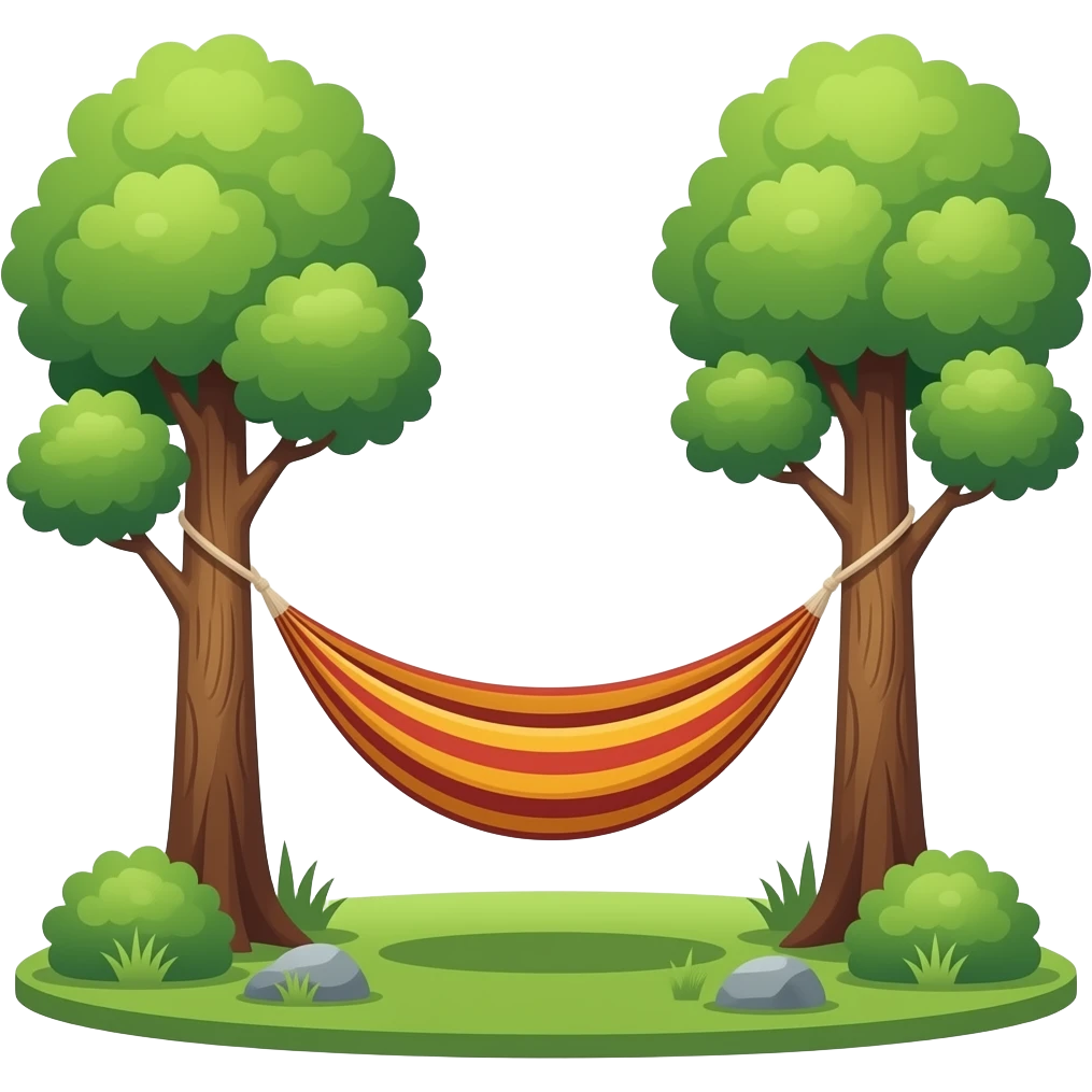 hammock between trees, transparent background emoji