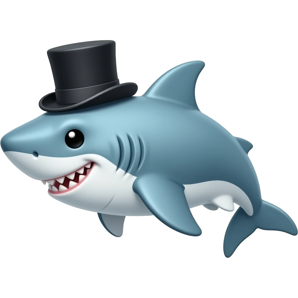 Shark with a top hat emoji