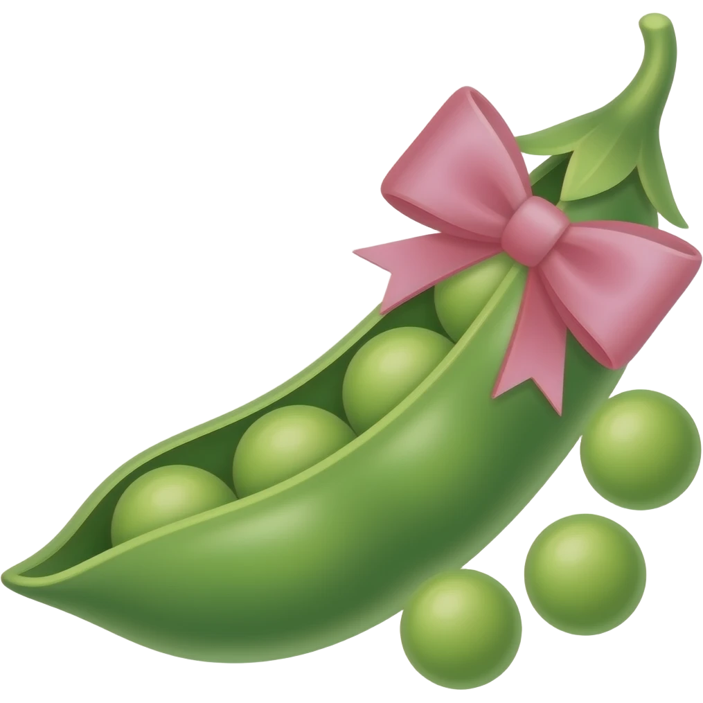 A pea with a pink bow without the pod and no other peas emoji