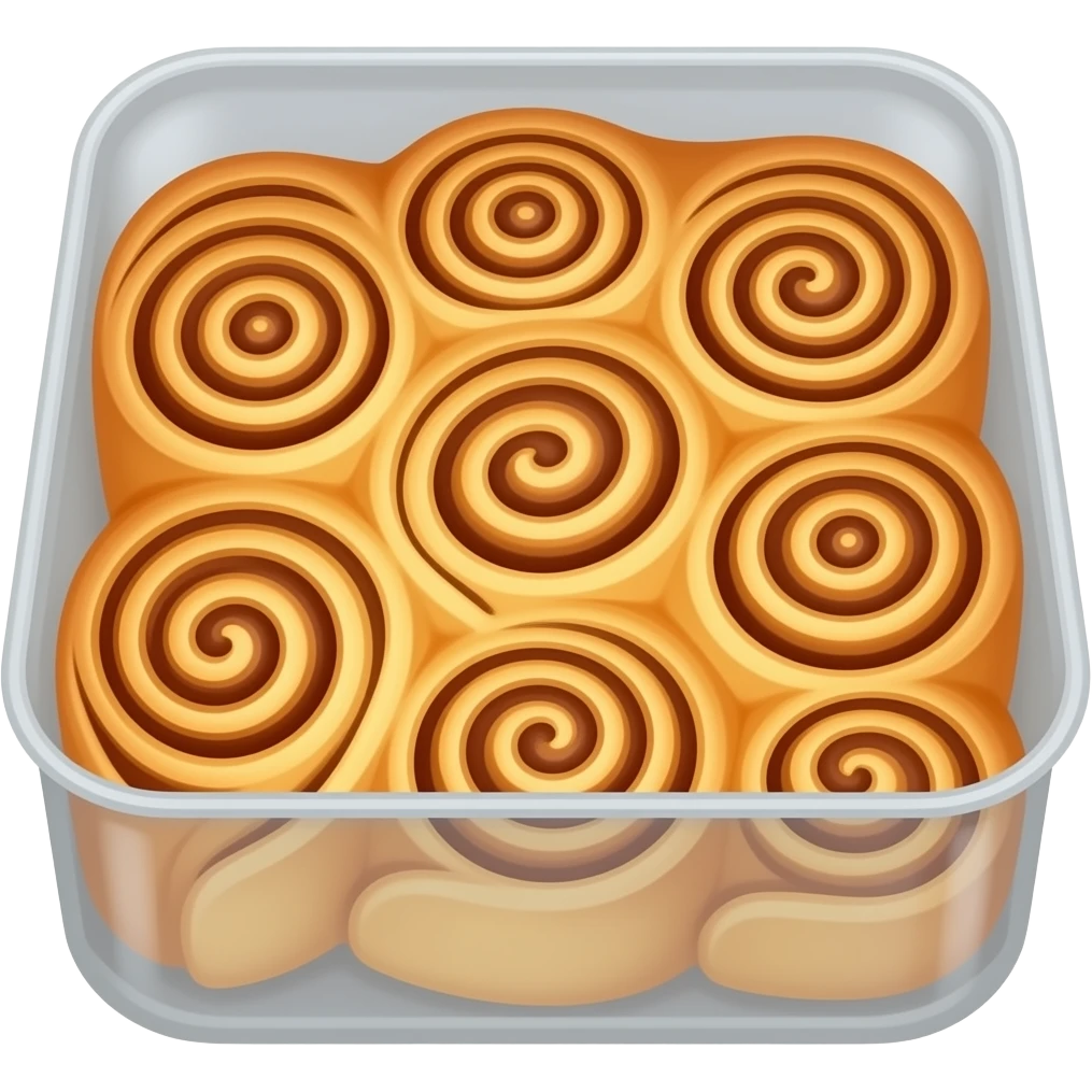 Iced Cinnamon rolls in a tray emoji