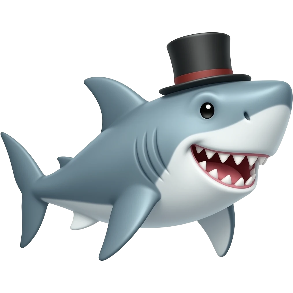 Shark with a top hat emoji