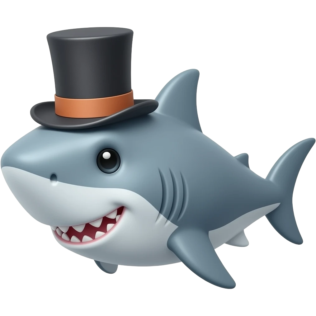 Shark with a top hat emoji