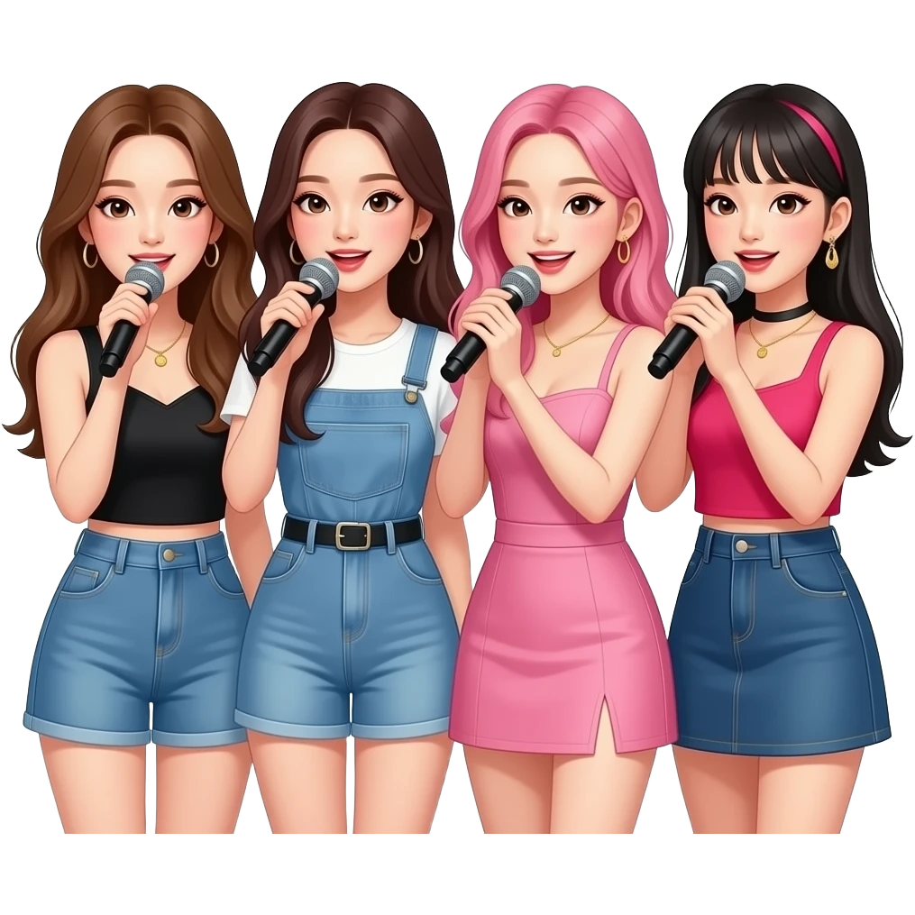 Lisa, Jennie, Rosé and Jisoo singing together emoji