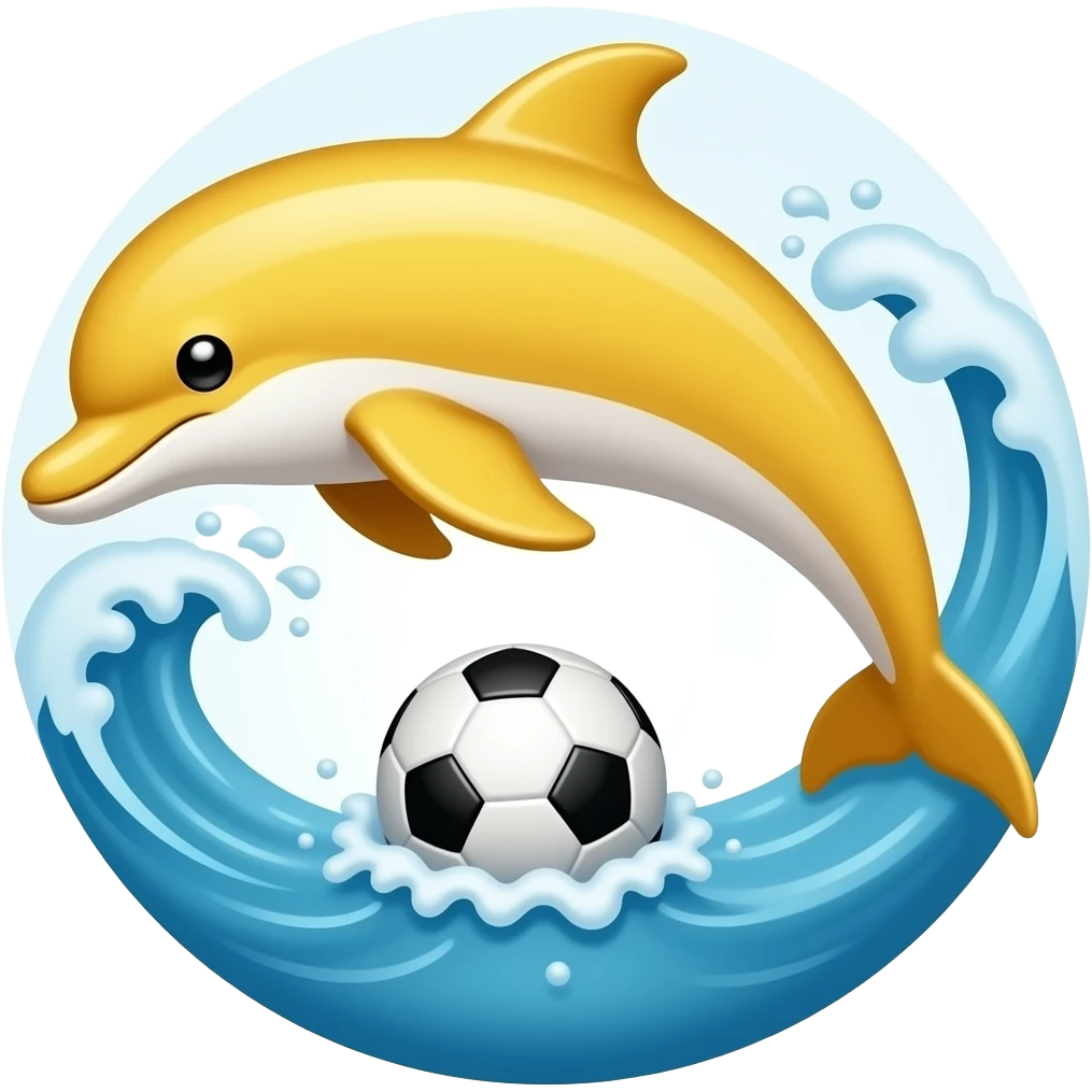 yelllow black dolphin circle wave soccerball emoji