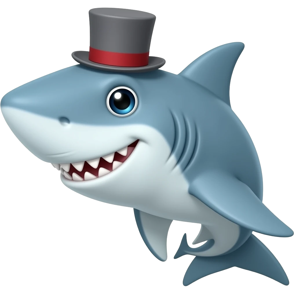 Shark with a top hat emoji