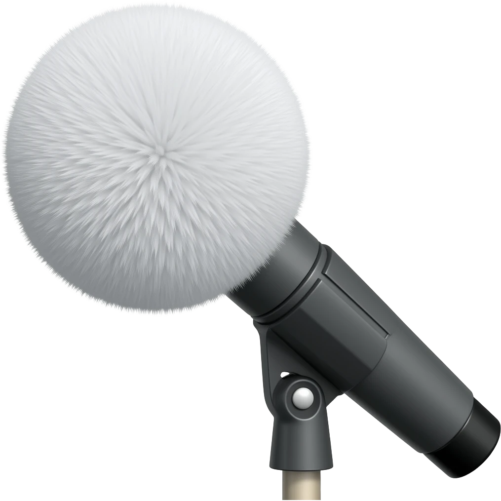 boom fluffy microphone with stick emoji