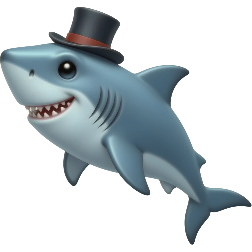 Shark with a top hat emoji