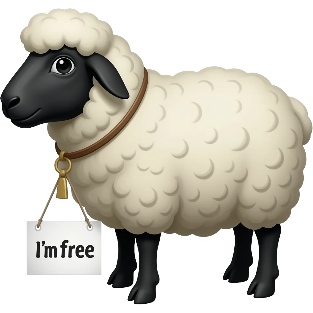 Black sheep with a sign saying i’m free emoji