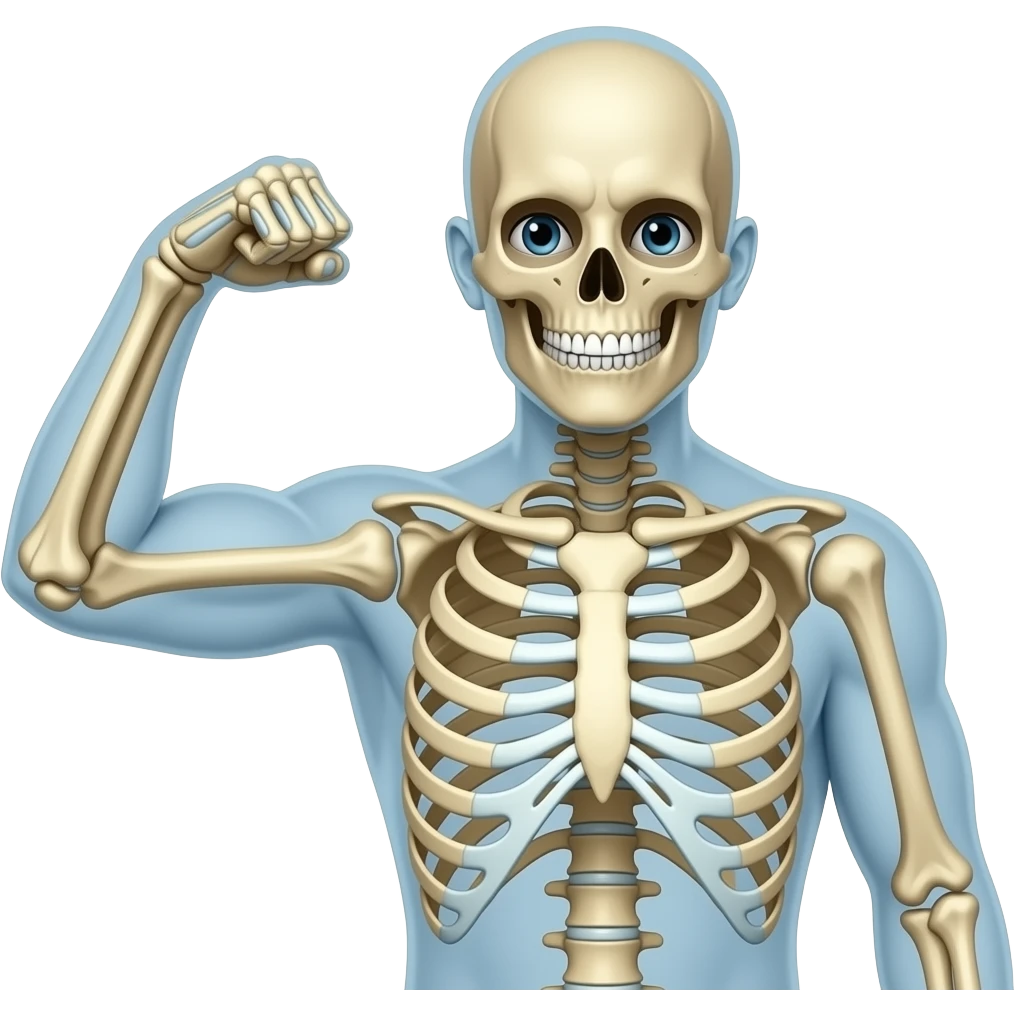 He flex his biceps skeleton and one hand emoji