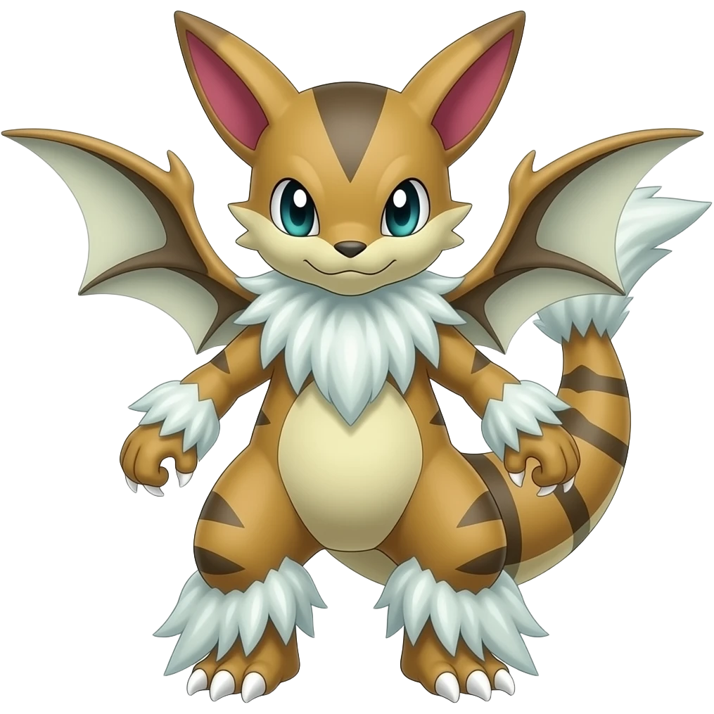 Guilmon-Zorua-Zoroark-Noibat-Absol-Fakémon-hybrid, full body detailed emoji