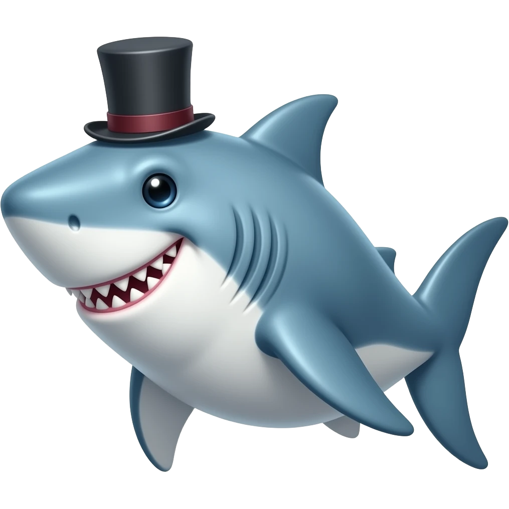 Shark with a top hat emoji