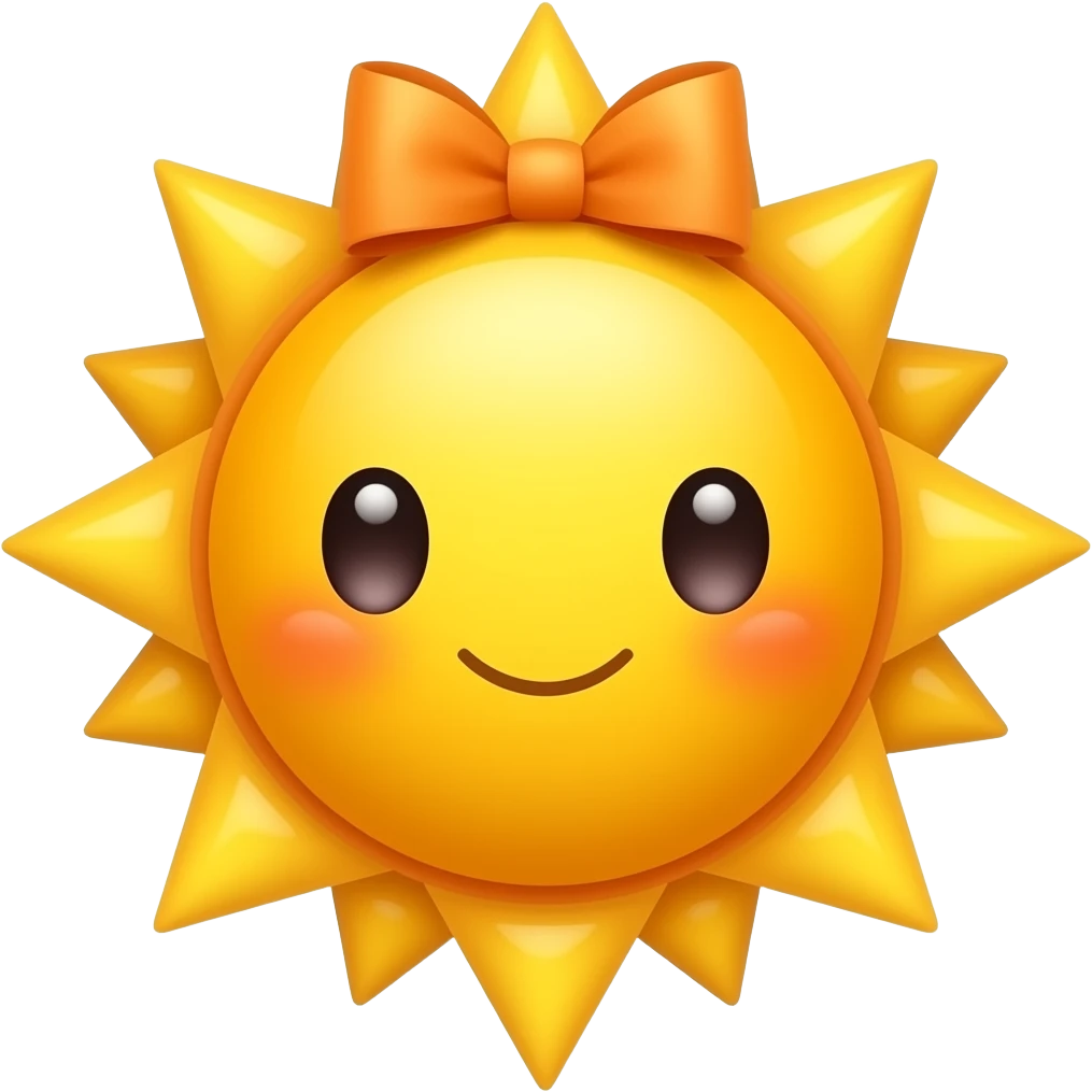 orange mixed with yellow, sun decoration, cute bow emoji