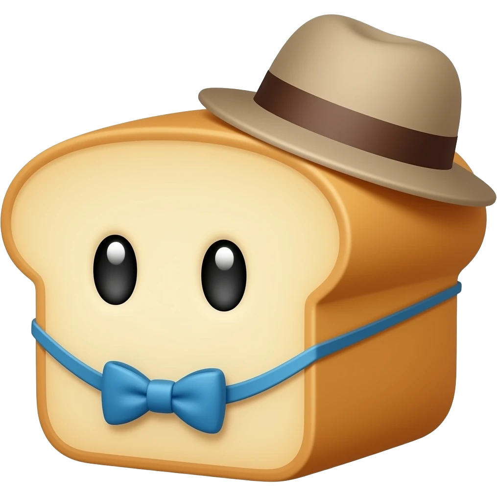 Bread with a bow tie and a hat emoji