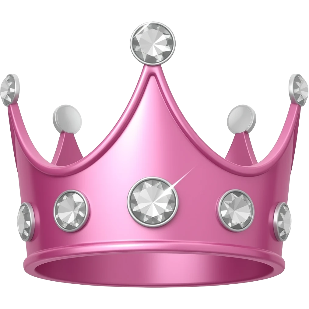 Pink shiny crown with diamonds and sparkles emoji