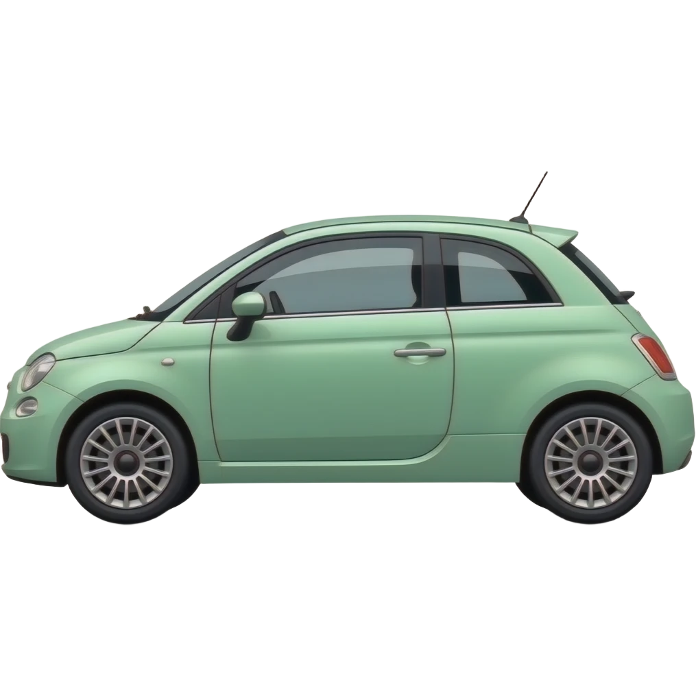 mint green fiat 500 twinair total sideview emoji