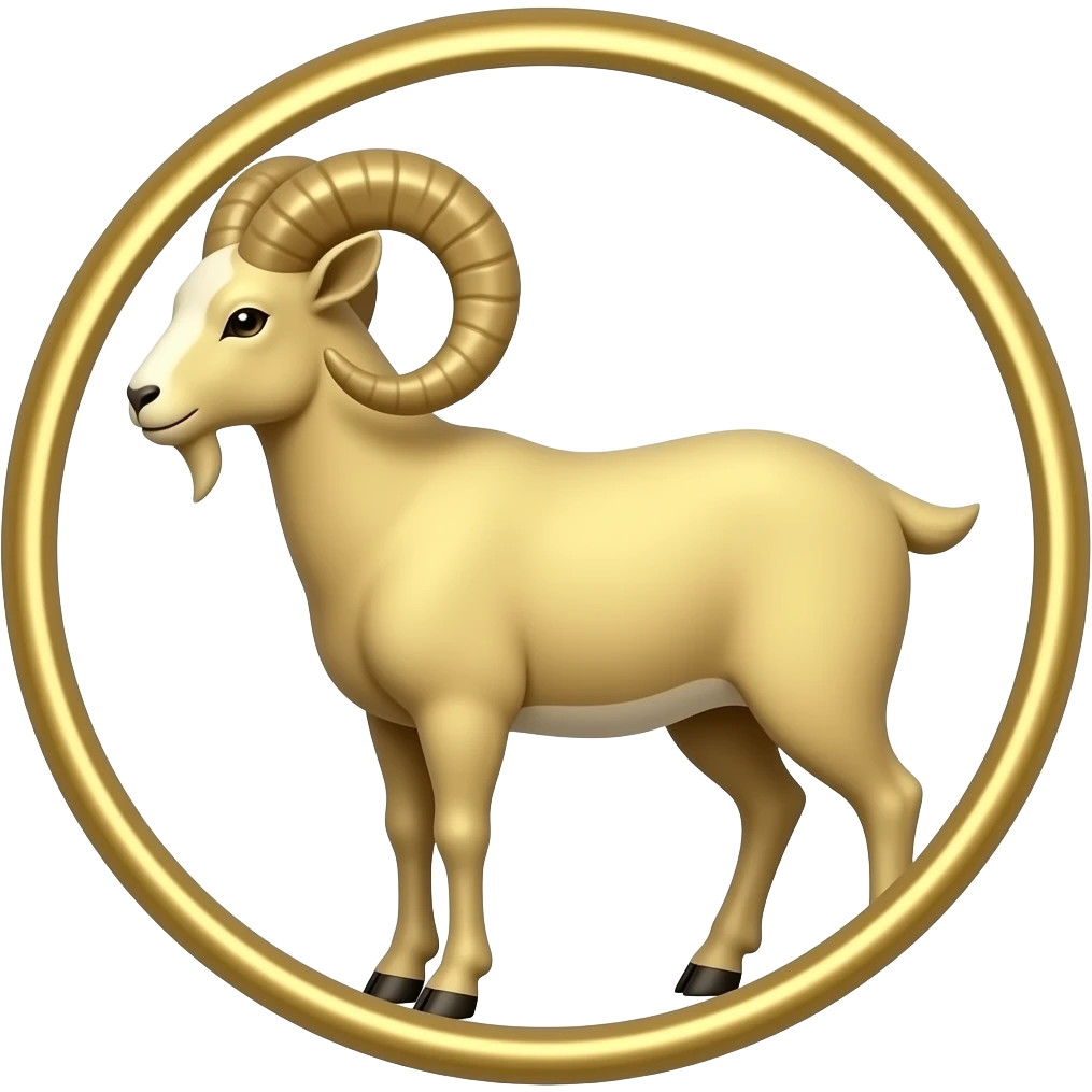 capricorn goat in full gold circle emoji