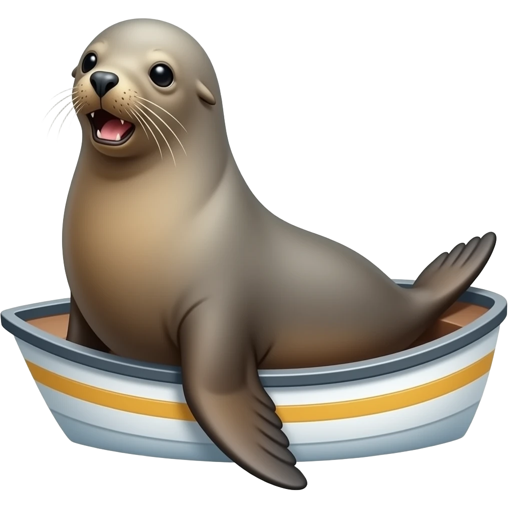 A sea lion is lying on a boat. emoji