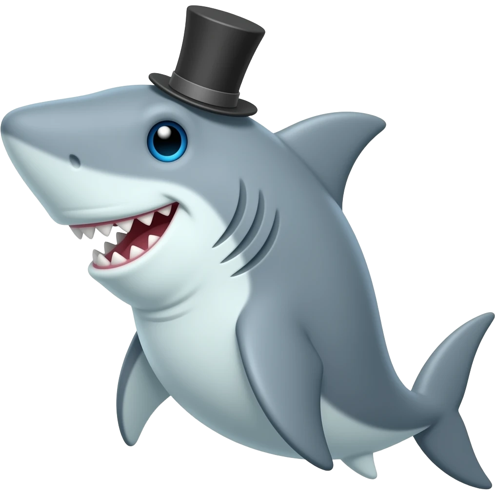 Shark with a top hat emoji