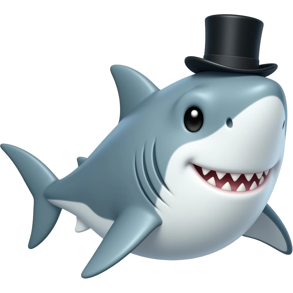 Shark with a top hat emoji