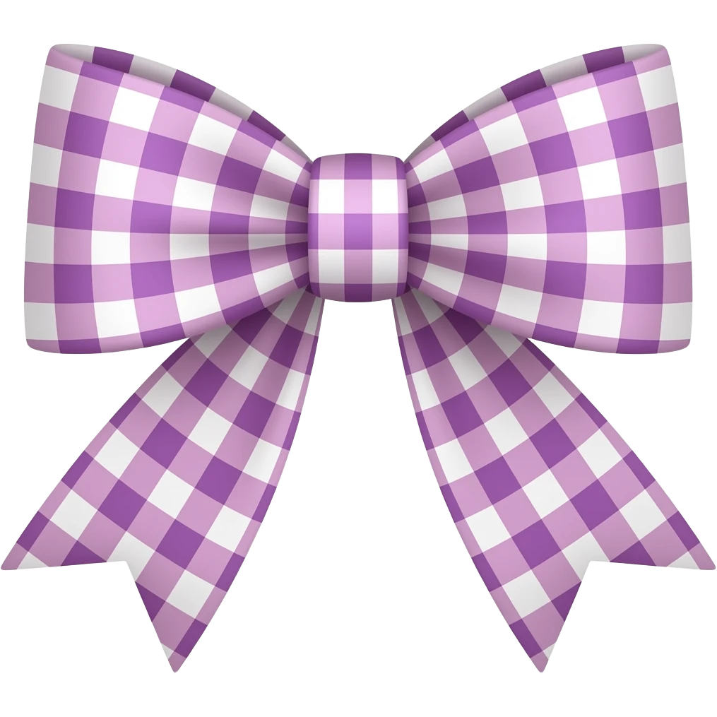 mauve gingham bow emoji