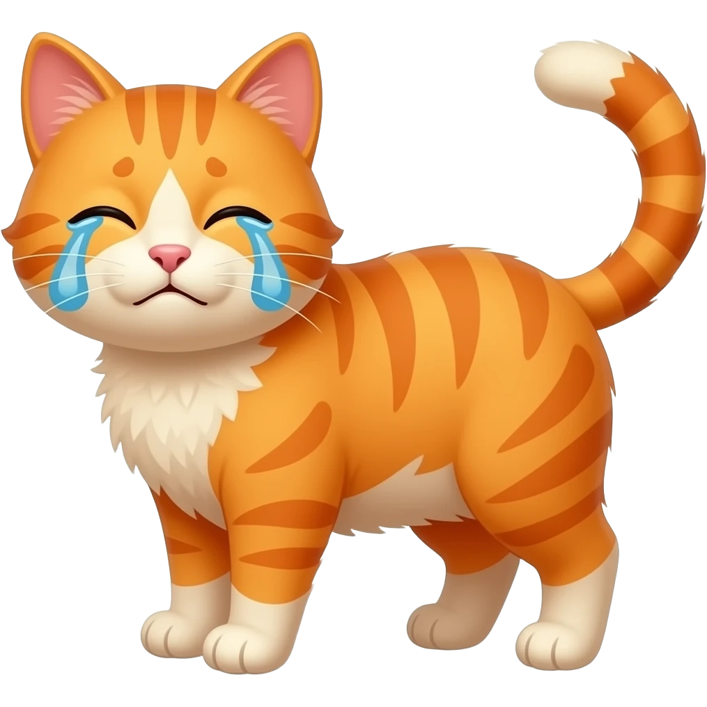 Make a crying orange cat emoji