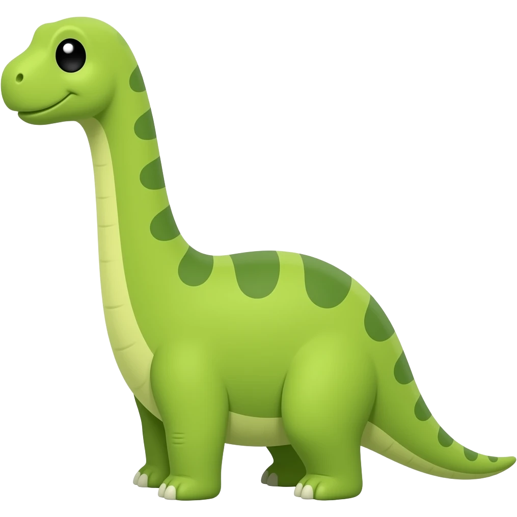 Cute lime green brachiosaurus, black eyes in profile emoji
