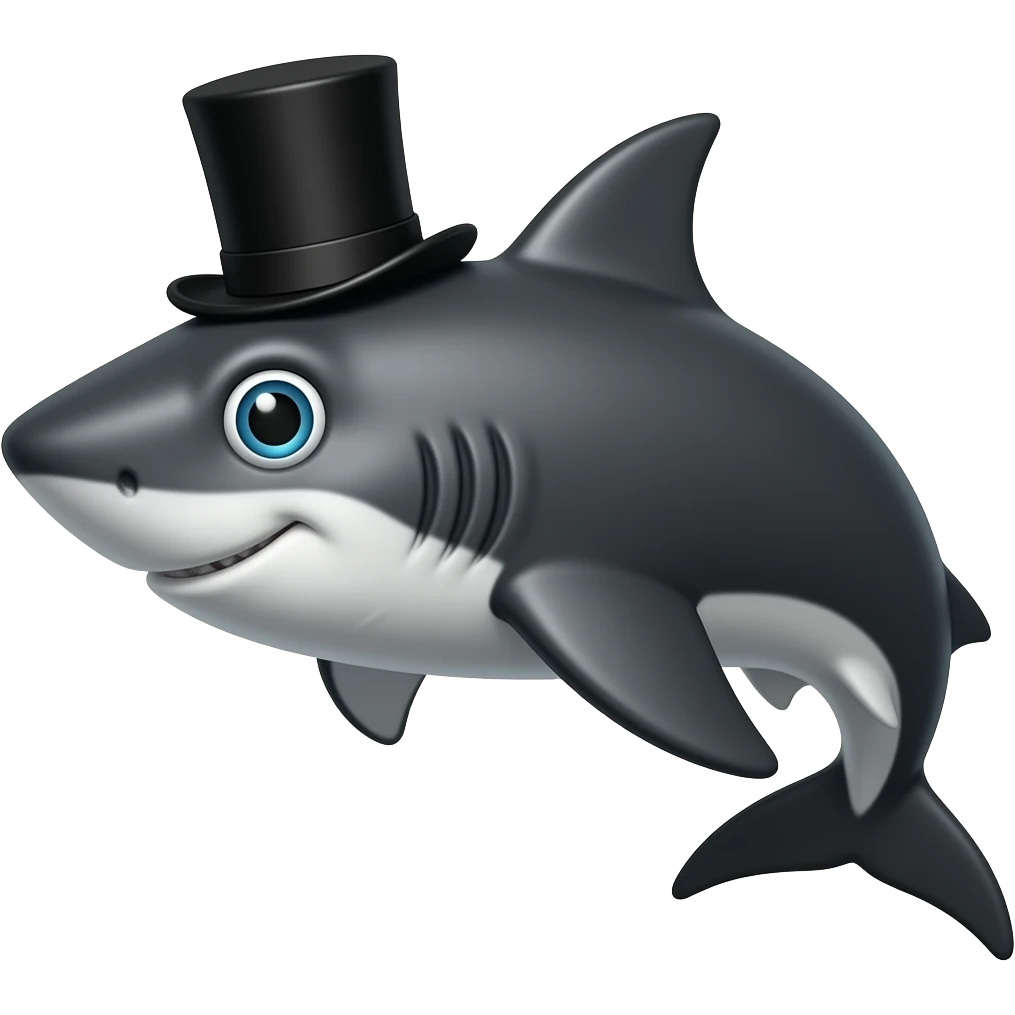 Shark with a top hat emoji