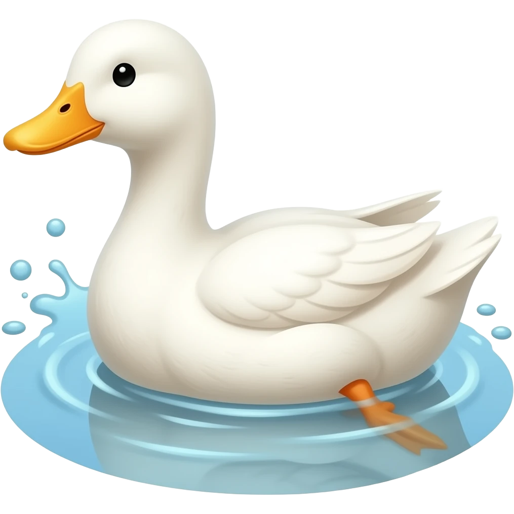 Cartoon white duck swiming emoji