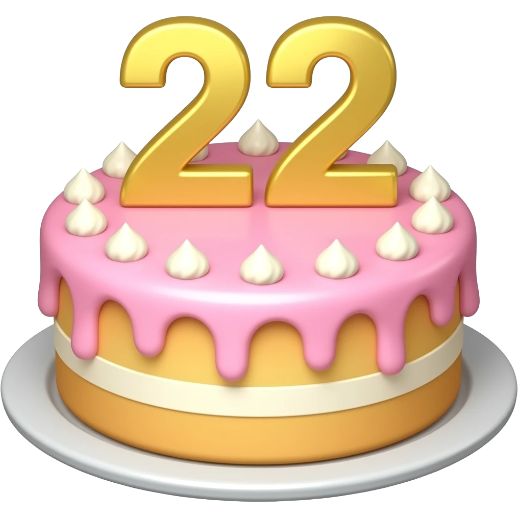 Cake and number 2 2 on that cake emoji