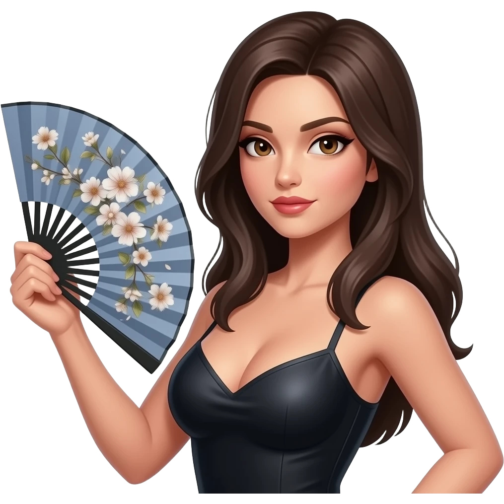Realisting woman sexy pose model holding a handheld fan emoji
